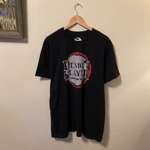 Demon Slayer Anime T Shirt Size 2XL Black Embroidered Logo Short Sleeve Manga JP